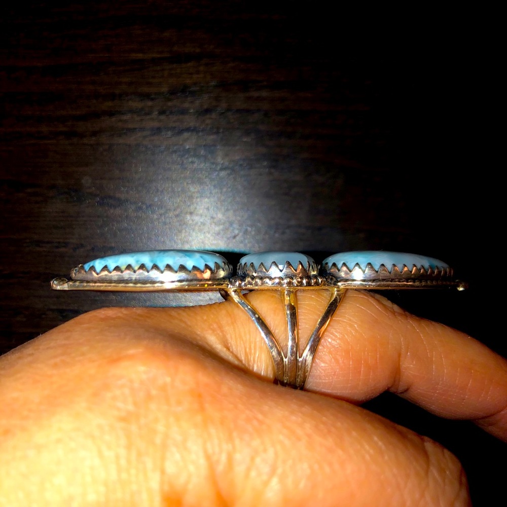 ❤️HUGE Massive Larimar 3 Stone Ring❤️ - Picture 3 of 5